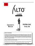 Alto Filtra-Vac 18 Operator`s manual