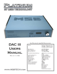 MSB Technology Platinum DAC III Specifications