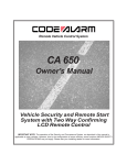 Code Alarm CA650 Owner`s manual