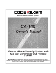 Code Alarm CA-160 Owner`s manual