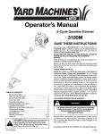 Yard Machines 3100M Operator`s manual
