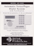 United Security Products AD-2000 Instruction manual