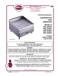 Wells GAS GRIDDLES Specifications