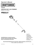 Craftsman WEEDWACKER Incredi-Pull 316.794400 Operator`s manual
