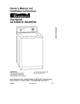 Sears One-Speed Automatic Washers Owner`s manual