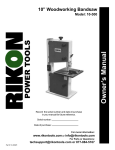 Rikon Power Tools 10-300 Owner`s manual