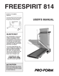 Pro-Form Freespirit 814 User`s manual