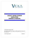 Viola Systems LEGACY Owner`s manual