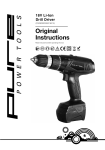 Pure Power Tools 18V Li-Ion Drill Driver Operating instructions