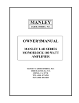 Manley 120 Watt Monoblock Amplifier Specifications