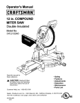 Craftsman 12 IN. COMPOUND MITER SAW 315.21222 Operator`s manual