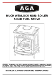 AGA MUCH WENLOCK NON- BOILER Operating instructions