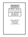 Manley 120 Watt Monoblock Amplifier Owner`s manual