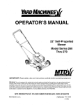 MTD 260 Thru 279 Operator`s manual