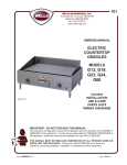 Wells ELECTRIC GRIDDLE Specifications