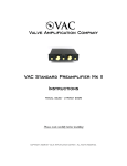 VAC Standard Preamplifier Specifications