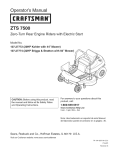 Craftsman ZTS 7500 Operator`s manual