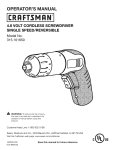 Craftsman 315.101650 Operator`s manual