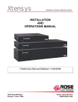 Rose electronics Xtensys Instruction manual