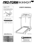 ProForm 835qt User`s manual