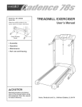 Weslo Cadence 78s 831.295020 User`s manual