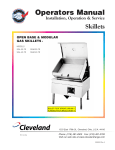 Cleveland Open Base & Modular Gas Skillet SGL-30-TR Operating instructions