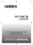 Uniden iGO CAM 850 Owner`s manual