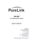 PureLink HD-250 Owner`s manual