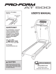 ProForm 500 V Treadmill User`s manual