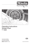 Miele T 1520  VENT ED DRYER - OPERATING Operating instructions