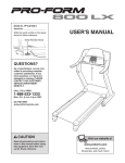 ProForm TREADMILL PFTL81405.0 User`s manual