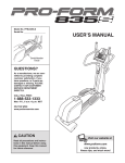ProForm 835 S Elliptical User`s manual
