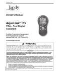 Zodiac AquaLink Owner`s manual
