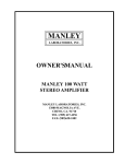 Manley 100 WATT STEREO AMPLIFIER Specifications