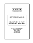 Manley 120 Watt Monoblock Amplifier Specifications