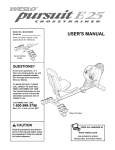 Weslo PURSUIT E25 User`s manual