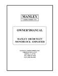 Manley 120 Watt Monoblock Amplifier Specifications