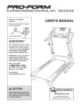 ProForm Crosswalk PFTL56007.0 User`s manual