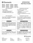 Dometic DM2662 Operating instructions