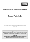 Instructions for Installation and Use Sealed Plate Hobs