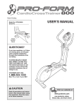 ProForm CardioCross Trainer PFEL39032 User`s manual