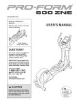 Pro-Form 600 ZNE User`s manual