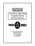 Manley Neo-Classic 300B Owner`s manual