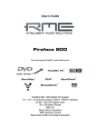 RME Audio Fireface 800 User`s guide