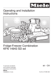 Operating and Installation Instructions Fridge-Freezer