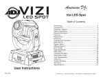 American DJ Vizi LED Spot Specifications
