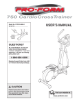 Pro-Form PFCCEL3805.0 User`s manual