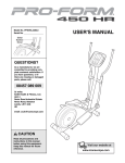 ProForm 450 Hr Elliptical User`s manual