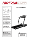 Pro-Form 785ex PFTL78580 User`s manual
