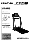 ProForm 785 Cs Treadmill User`s manual